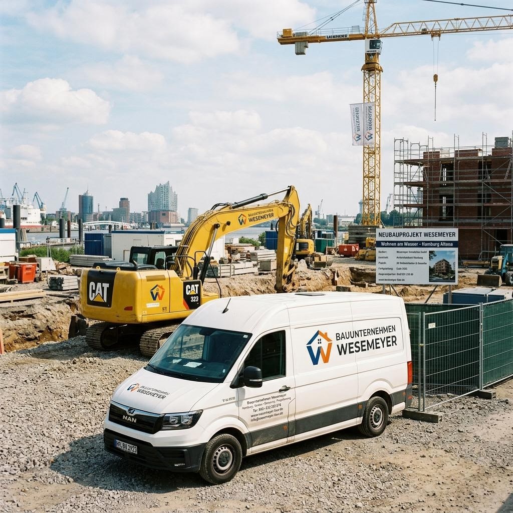 Baustellenfahrzeug beschriftet in Hamburg