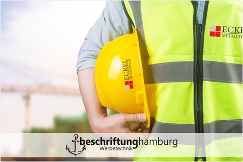 Beschriftungen von Sicherheitshelme in Hamburg für Baustellen und Handwerker