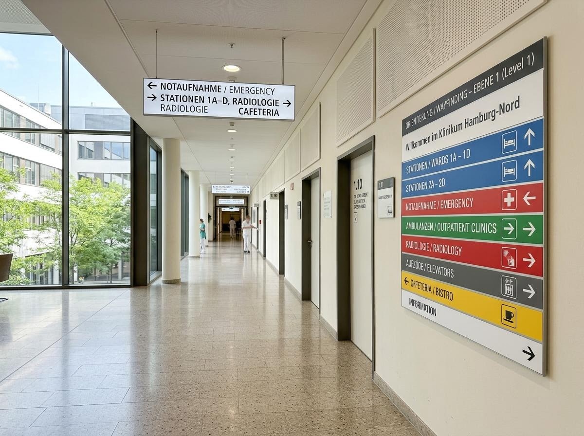 Krankenhaus Kliniken und Reha Schilder und Beschriftung