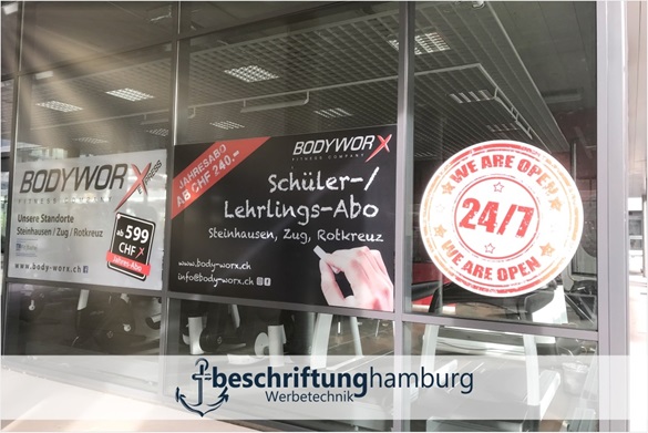 Scheibenaufkleber von Beschriftung Hamburg für Body Worx