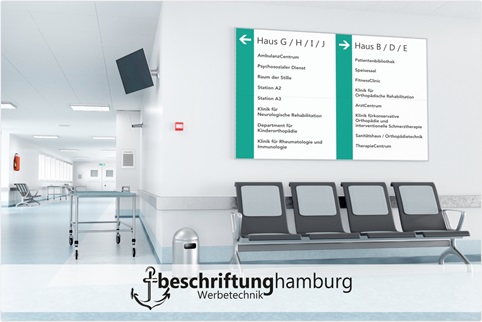 Wegweiser und Leitsystemschilder in Hamburger Krnakenhäuser