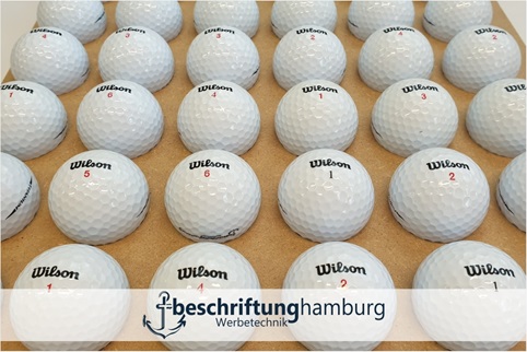 Golfbälle mit Logo und Text bedrucken von Beschriftung Hamburg